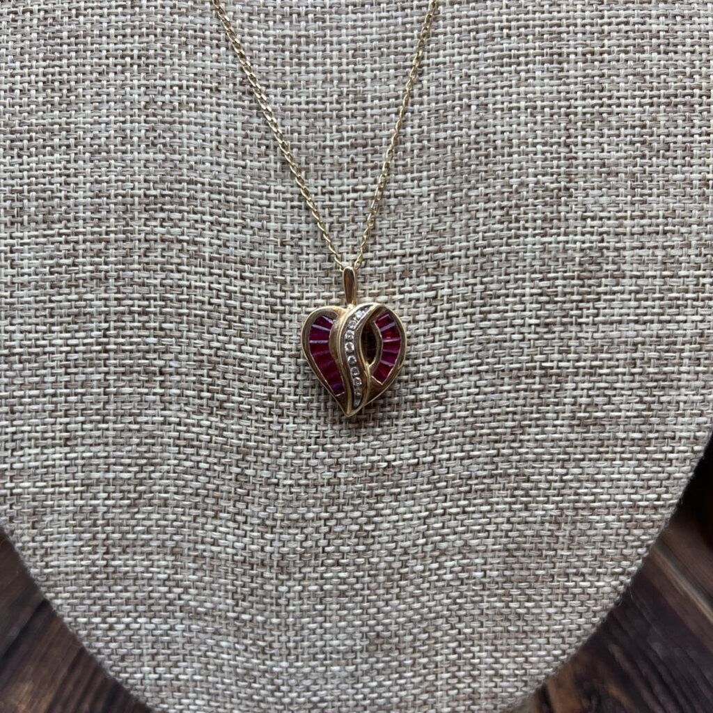 Amanda's Exchange Consignment, 10K YG Ruby & Diamond Necklace