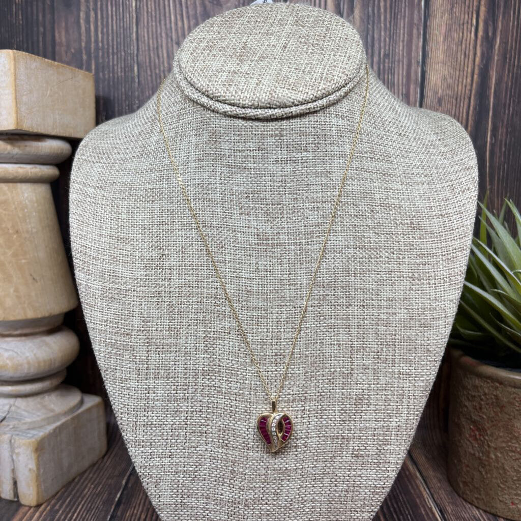 Amanda's Exchange Consignment, 10K YG Ruby & Diamond Necklace