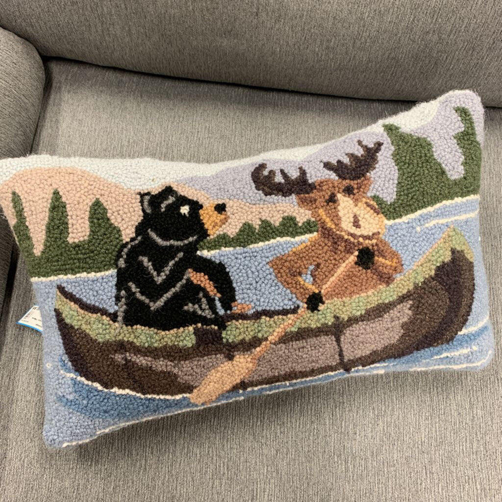 Amanda's Exchange Consignment, Bear & Moose in a Canoe Pillow